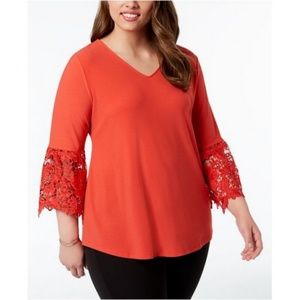 Alfani 1X CORAL blouse with bell sleeves 1X